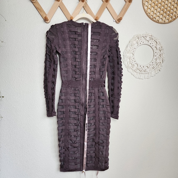 House Of CB Lola Dress In Charcoal Bandage Long-Sleeve Mini NWT Size Sma… - Picture 5 of 7